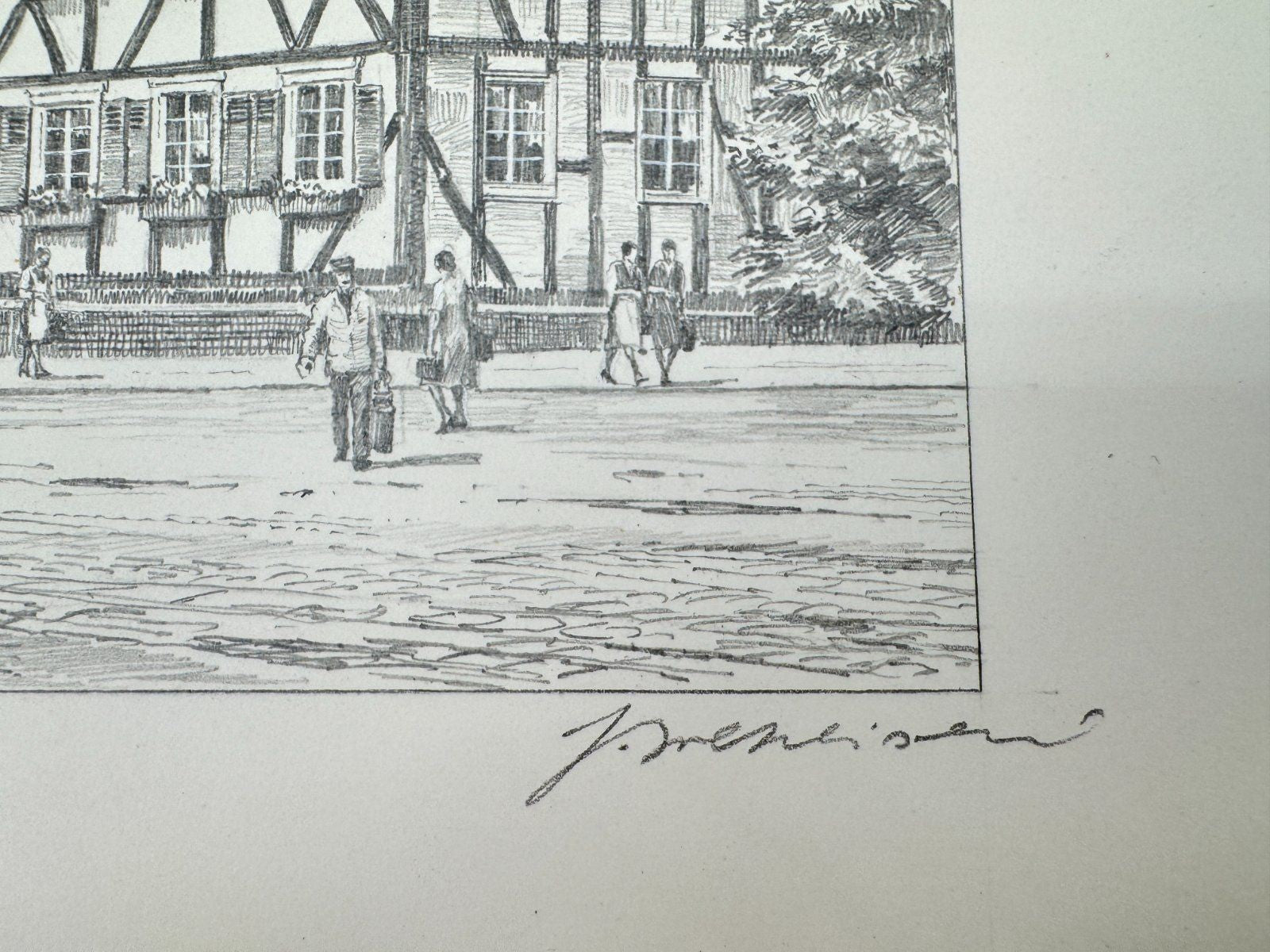 * HEINZ WEHLISCH ZEICHNUNG FREUDENBERG HEIDE ANSICHT SIGNIERT