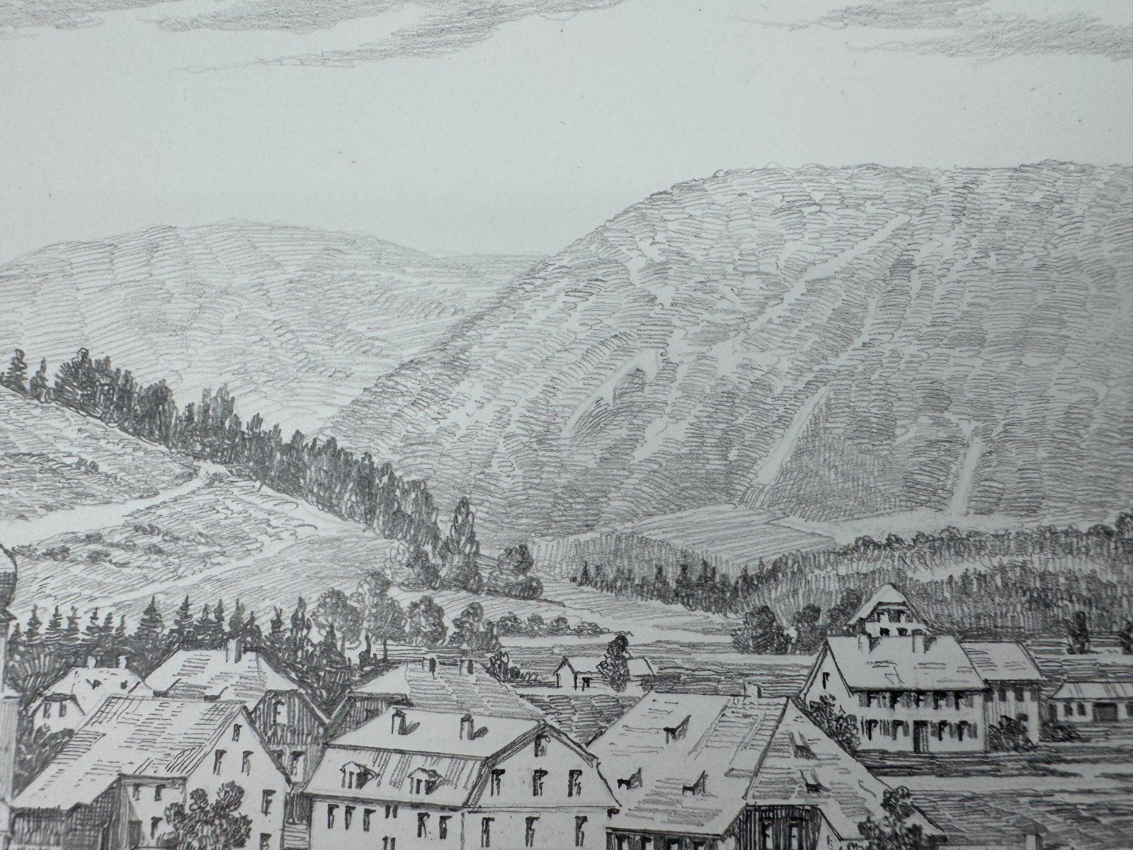 * HEINZ WEHLISCH ZEICHNUNG HINTERZARTEN UM 1890 ANSICHT SIGNIERT
