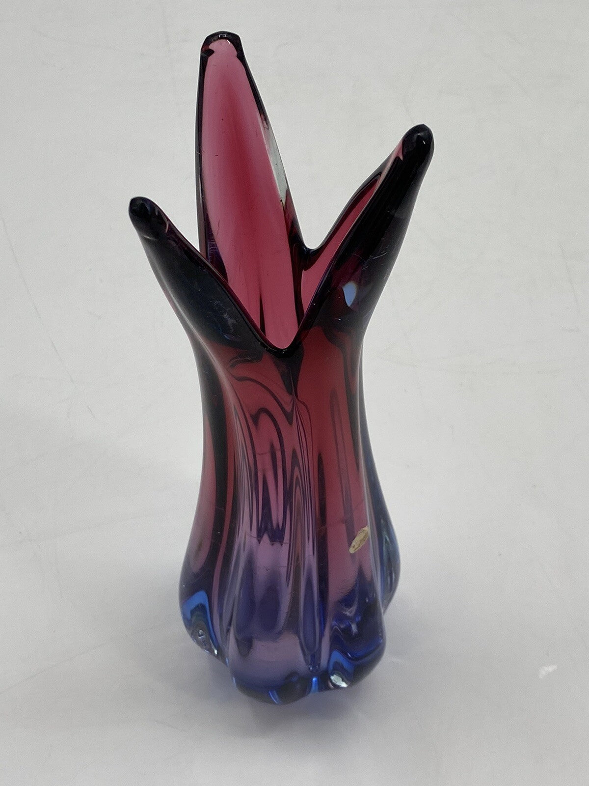 * MURANO GLAS VASE ITALIEN MID CENTURY SOMMERSO LILA ROSA MAGENTA