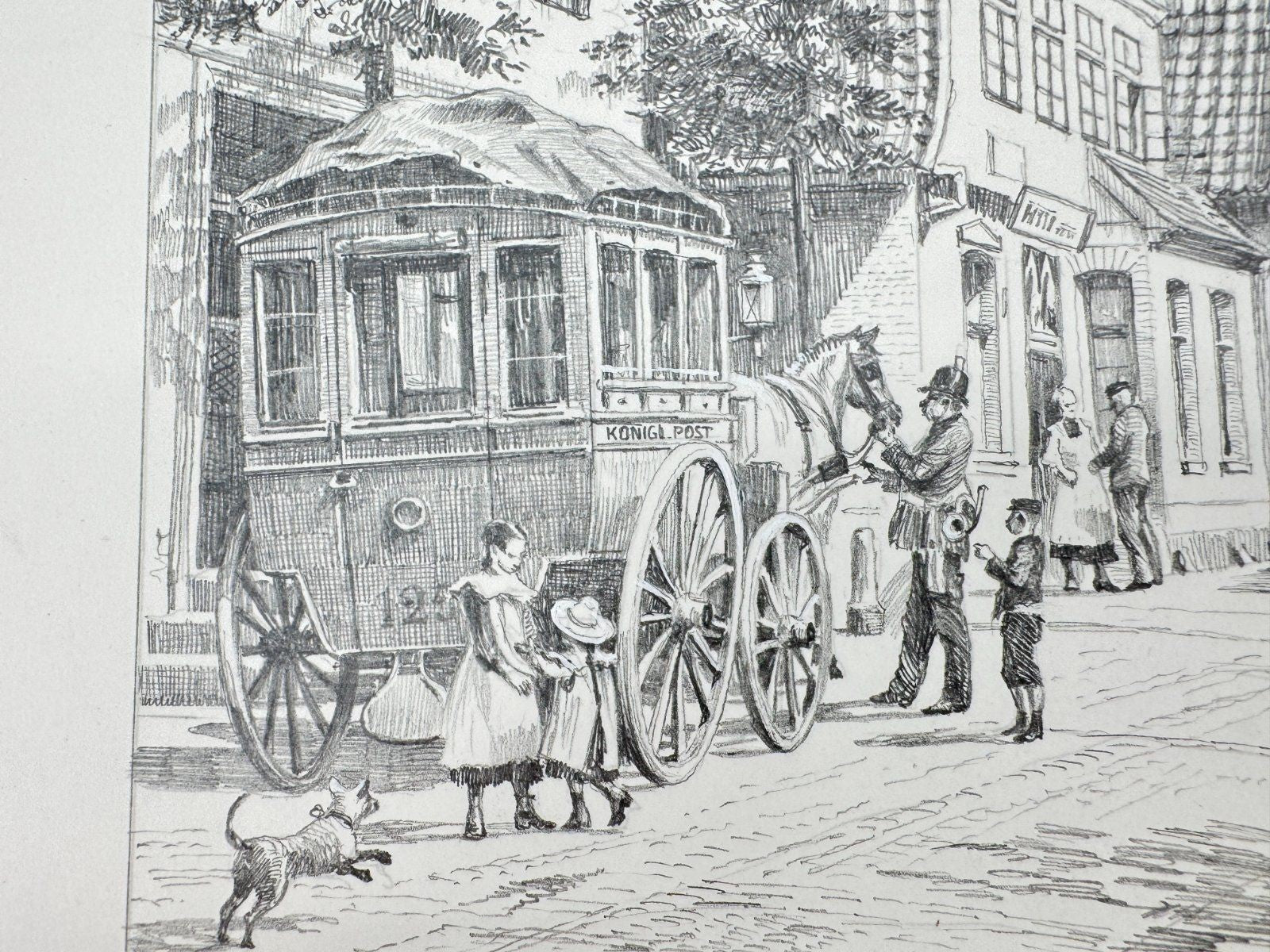 * HEINZ WEHLISCH ZEICHNUNG JORK POSTKUTSCHE UM 1850 SIGNIERT
