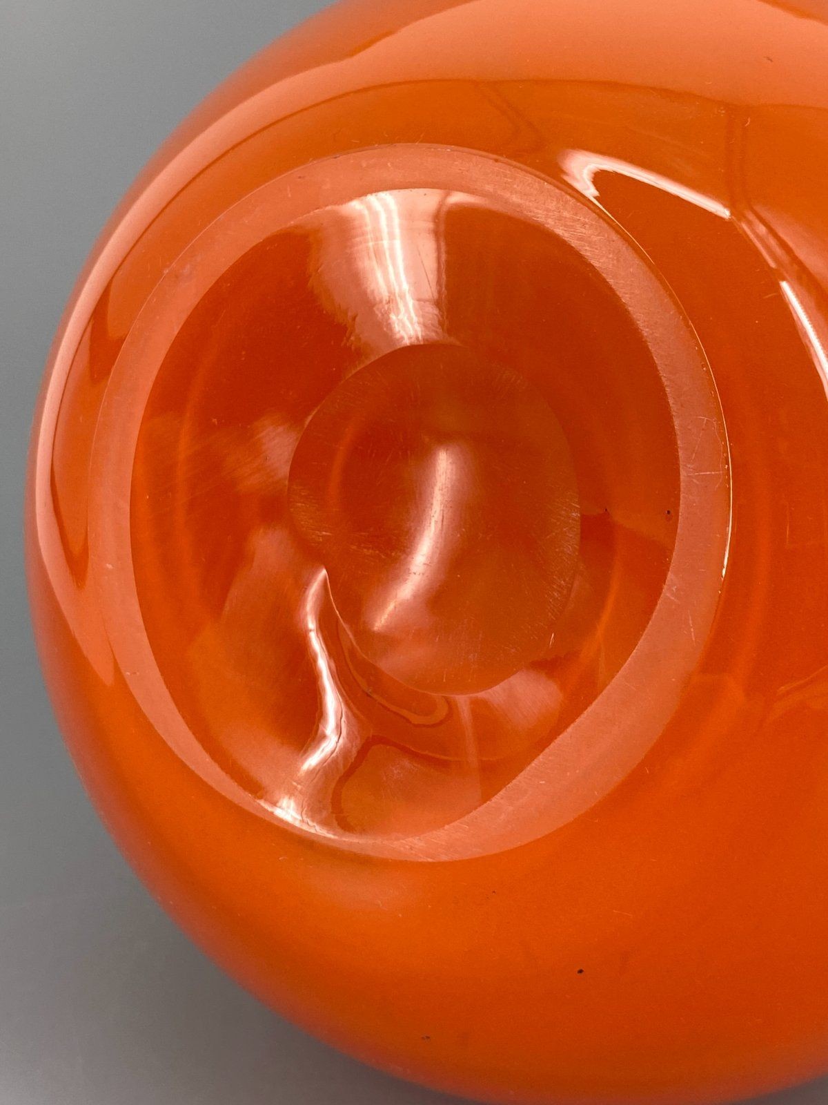 * GROßE GLAS VASE MUNDGEBLASEN ORANGE ROT VERLAUF VINTAGE DESIGN