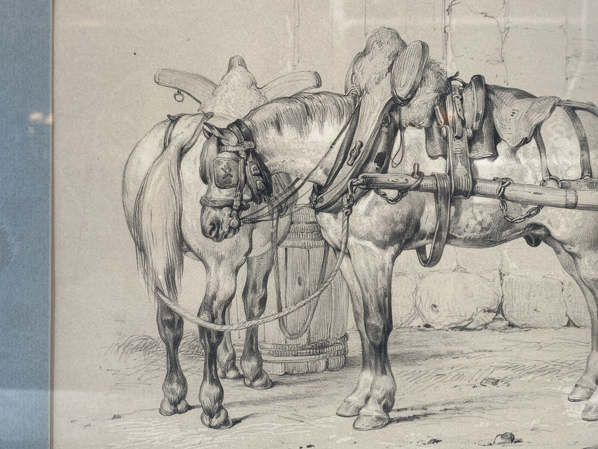 * 2 x VICTOR ADAM 19 JHDT LITHOGRAPHIE POSTE AUX CHEVAUX PFERDE WAGEN TRANSPORT