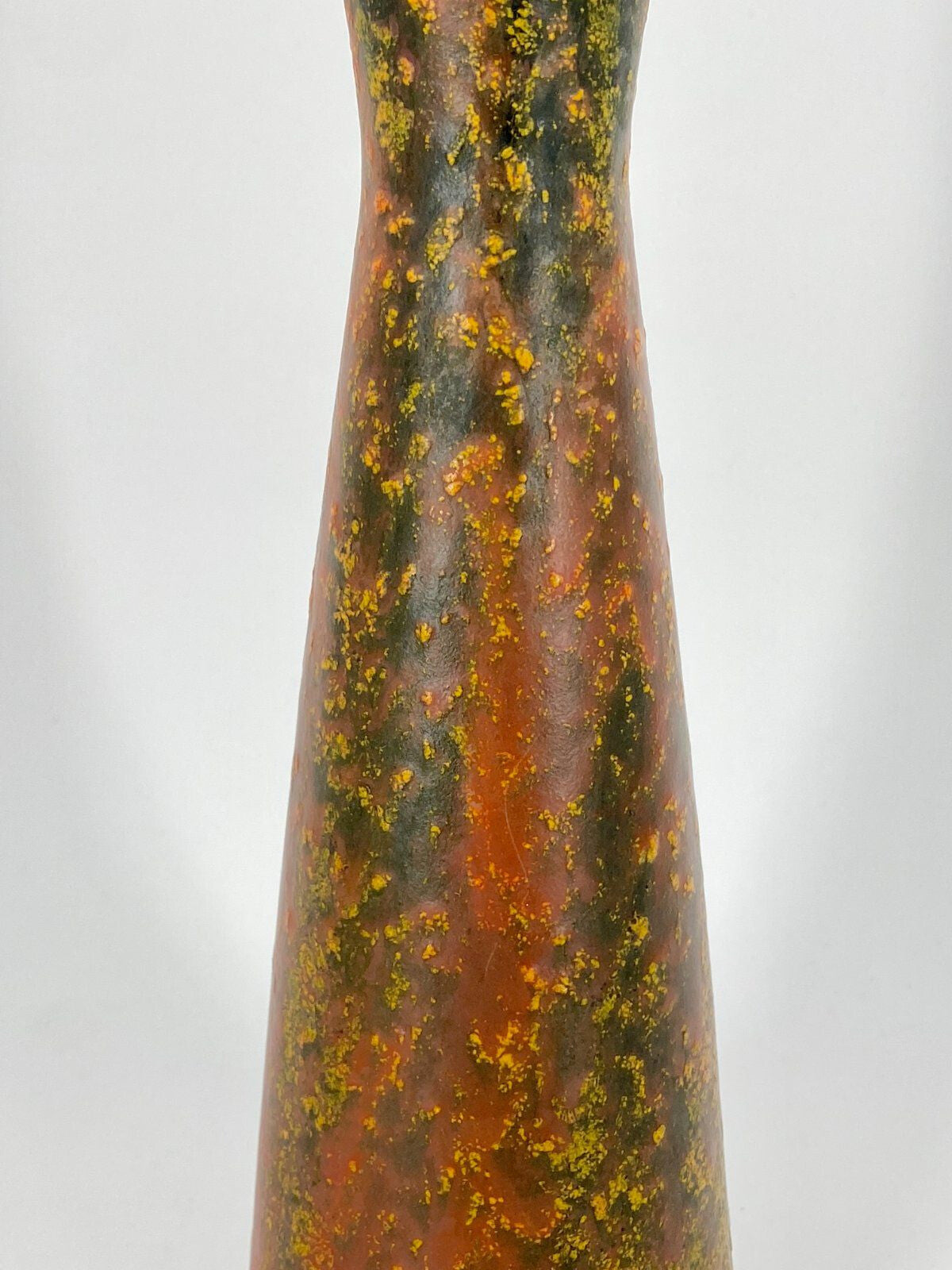 * VASE KERAMIK FAT LAVA GLASUR ROT GRÜN KONKAV VINTAGE