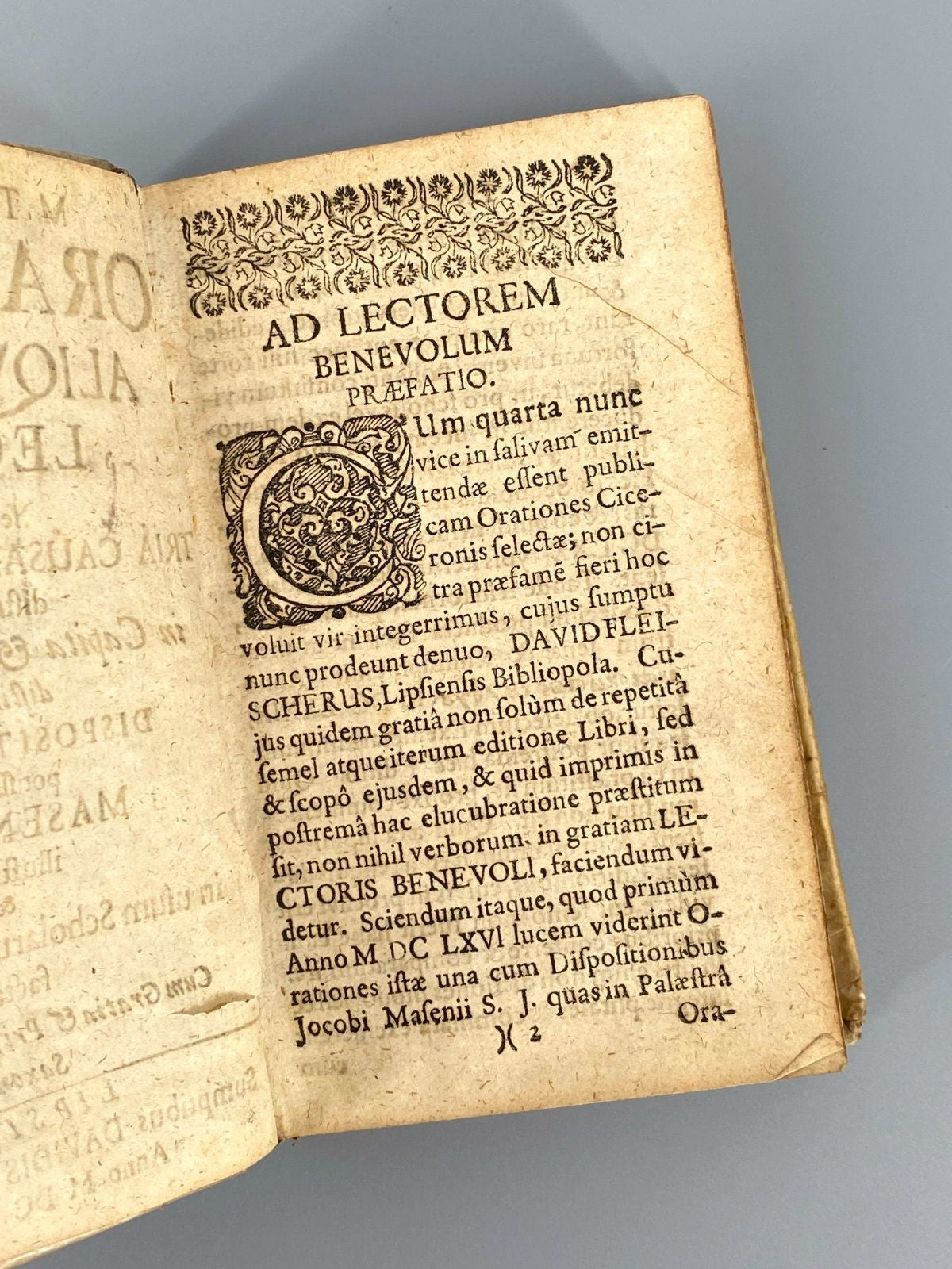 *BUCH CICERO CICERONIS ORATIONES ALIQUOT SELECTAE 1695 LEIPZIG