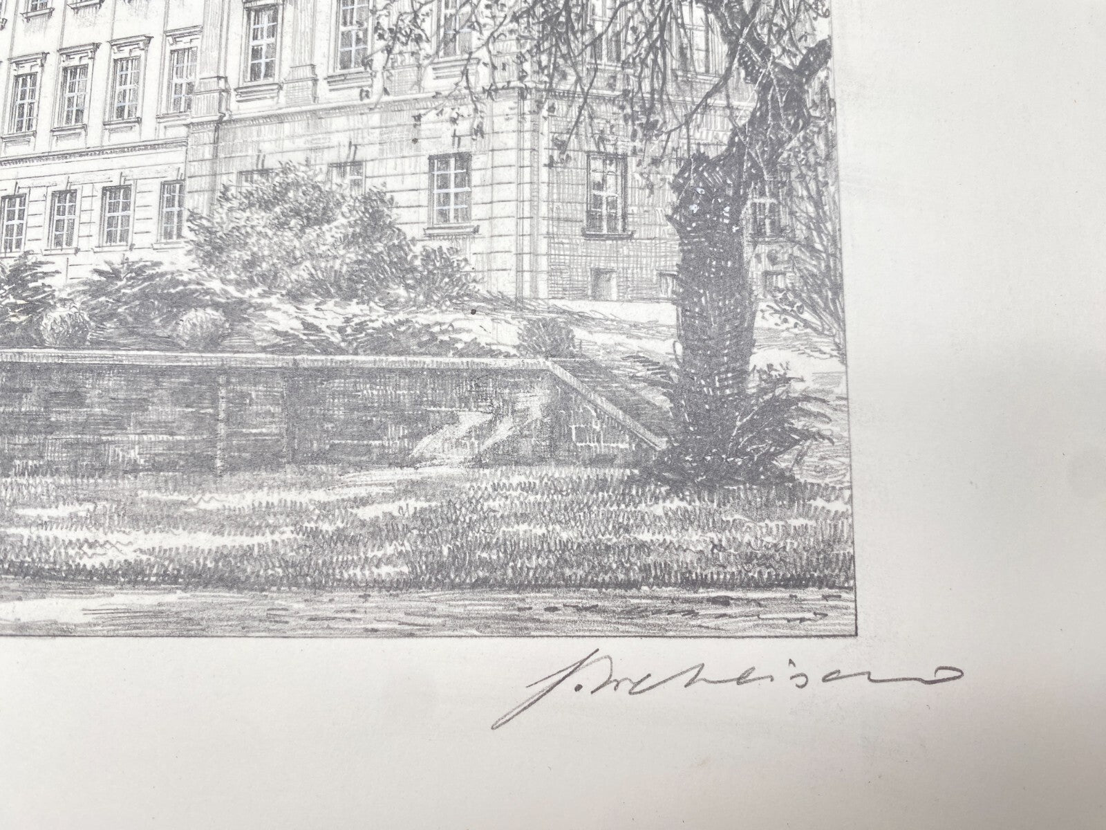DEUTSCHER KÜNSTLER HEINZ WEHLISCH ZEICHNUNG SCHLOSS WERNECK HANDSIGNIERT