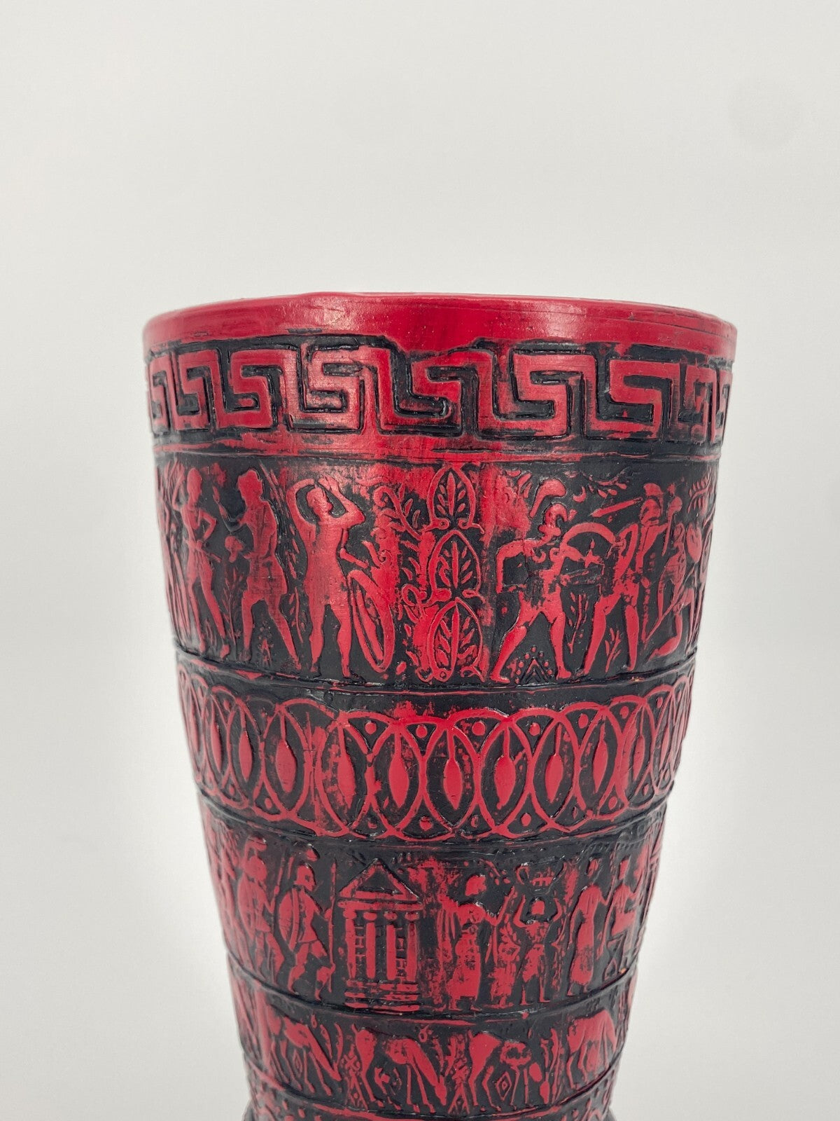 * 2x GRIECHISCHE KERAMIK VASEN RELIEF VASE SAVAS RHODES TÜRKIS ROT