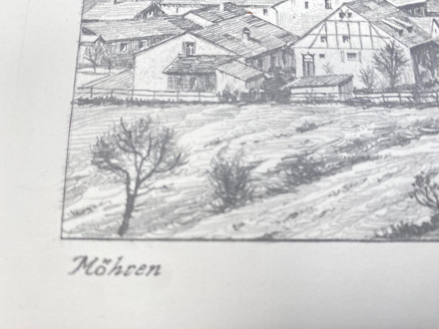 HEINZ WEHLISCH DEUTSCHER KÜNSTLER ZEICHNUNG MÖHREN WEIßENBURG HANDSIGNIERT