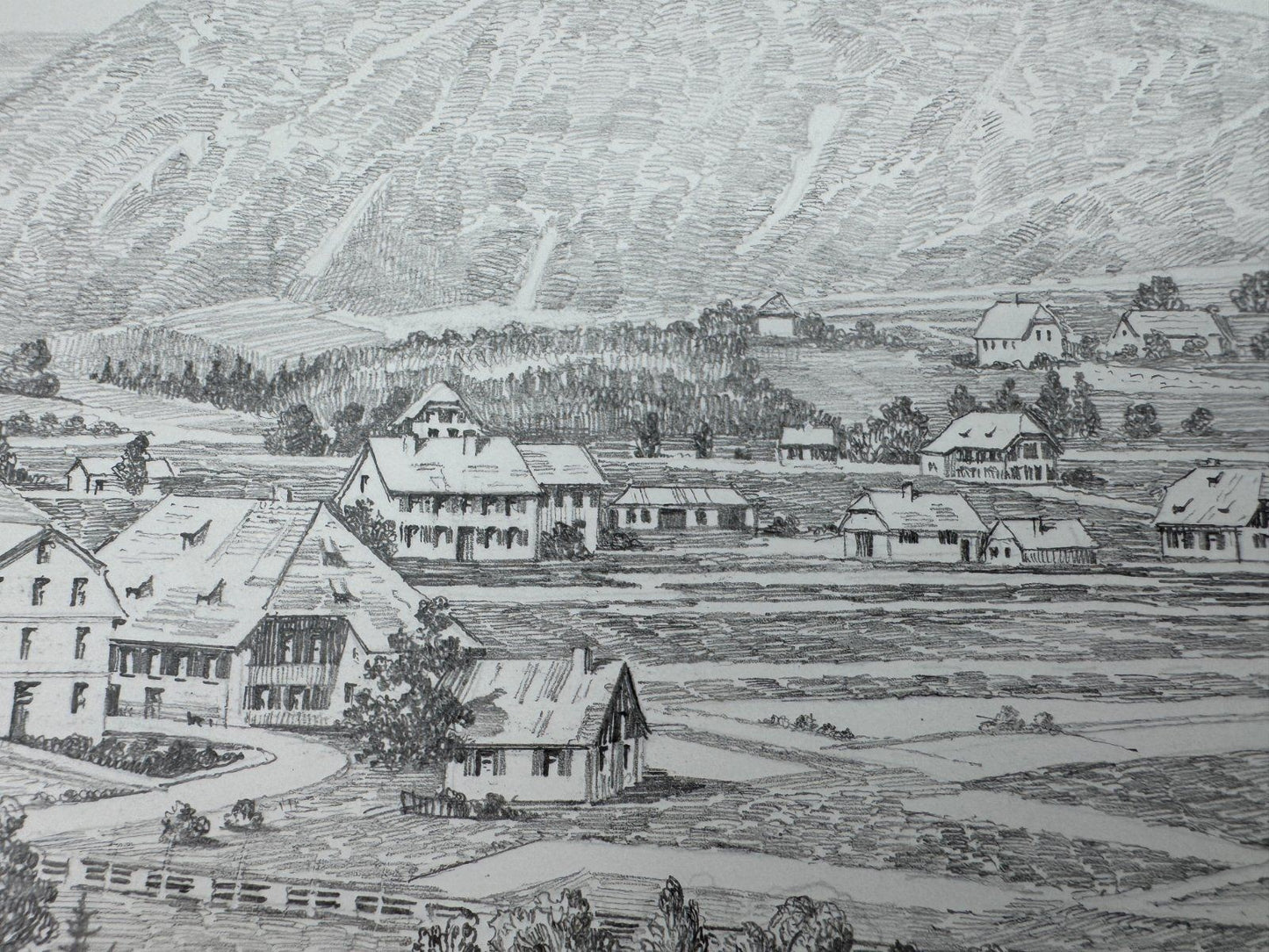 * HEINZ WEHLISCH ZEICHNUNG HINTERZARTEN UM 1890 ANSICHT SIGNIERT