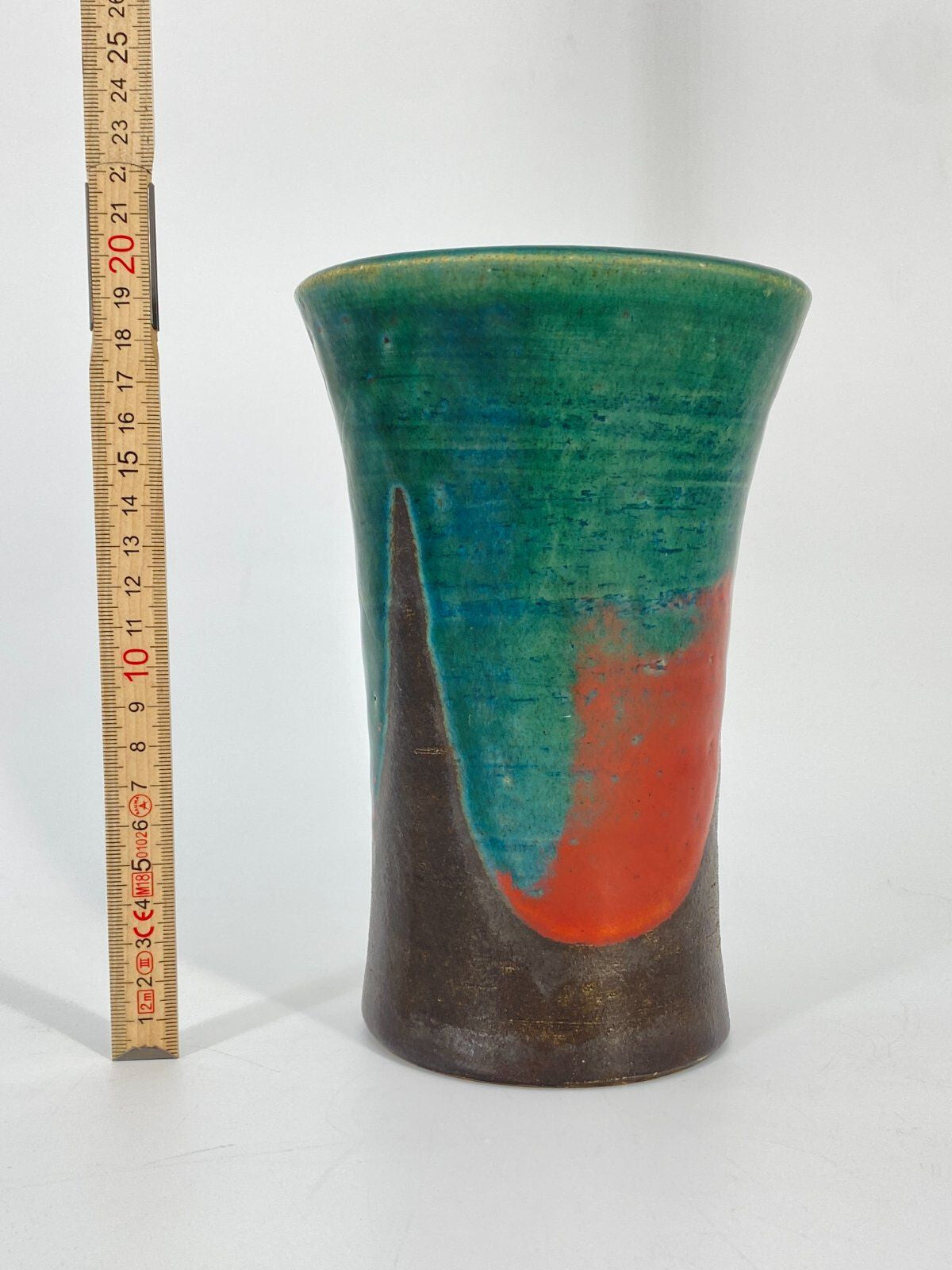 * STUDIOKERAMIK VASE TROMPETEN TRICHTER FORM VINTAGE KERAMIK