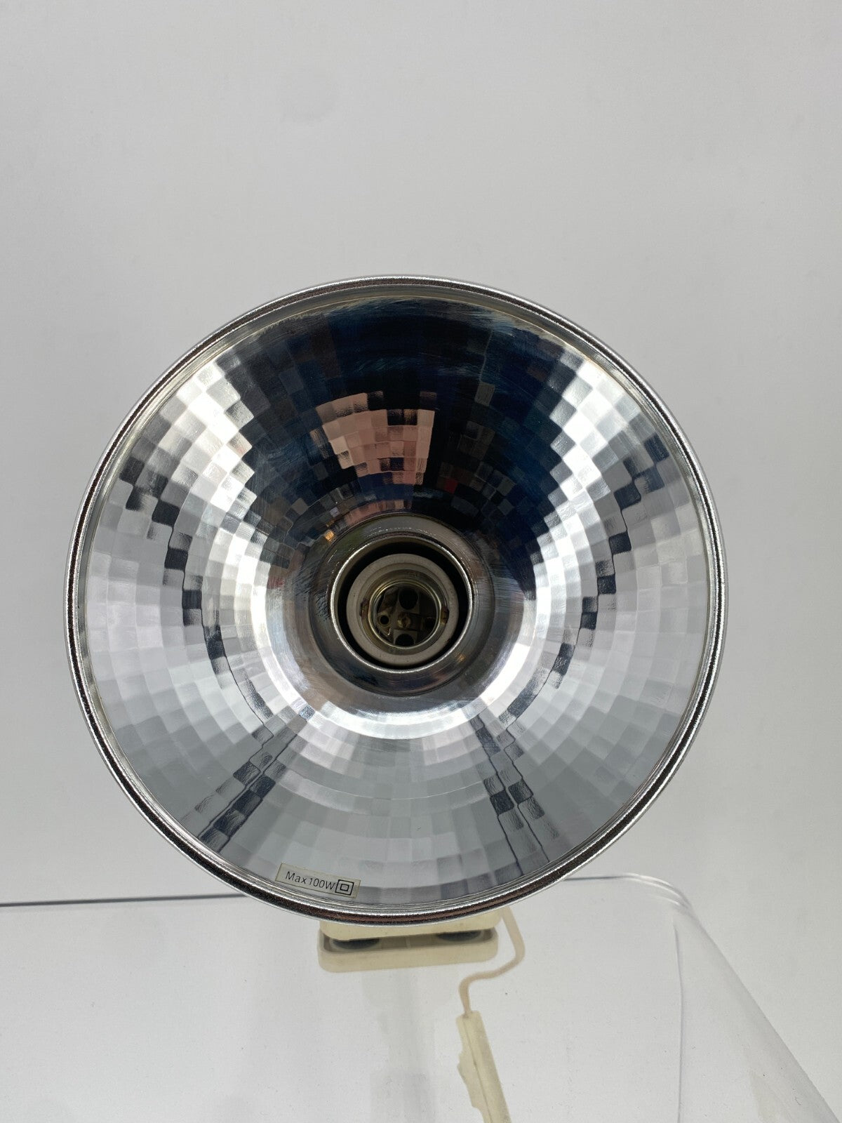 * KLEMMLAMPE SPOT CREME WEIß CHROM FACETTIERT VINTAGE 60ER 70ER