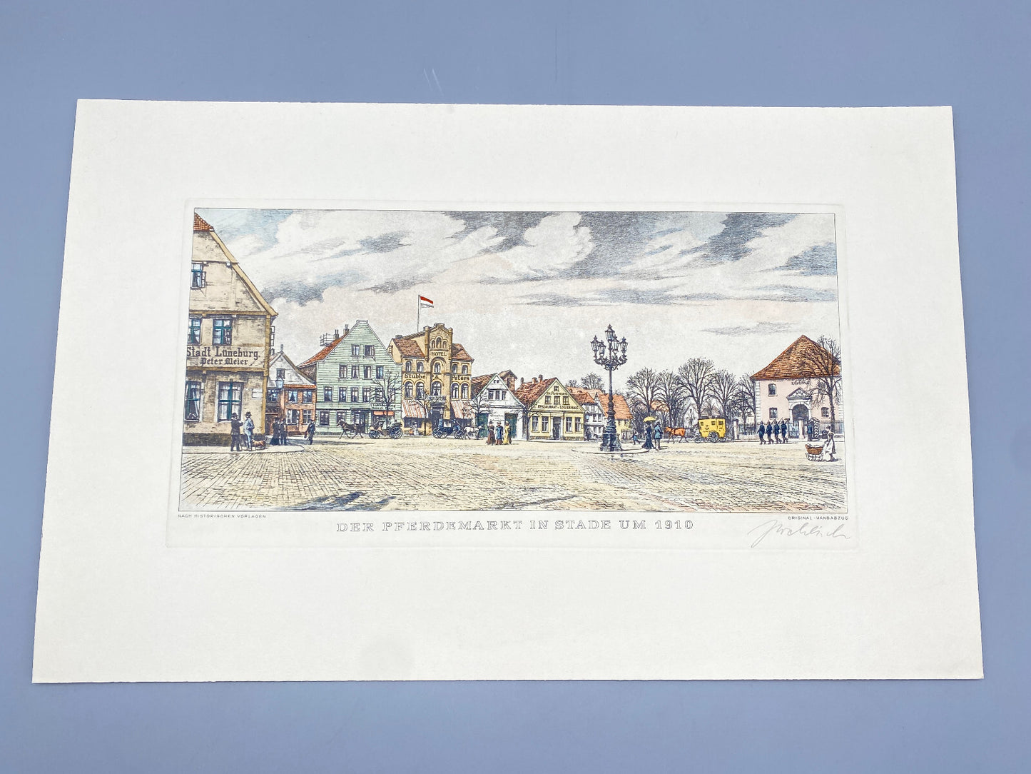 DEUTSCHER KÜNSTLER HEINZ WEHLISCH HANNOVER UM 1840 FARBRADIERUNG HANDSIGNIERT