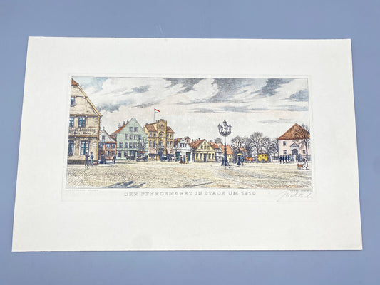 DEUTSCHER KÜNSTLER HEINZ WEHLISCH HANNOVER UM 1840 FARBRADIERUNG HANDSIGNIERT