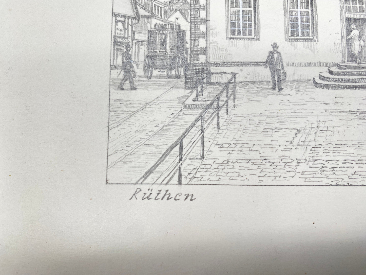 DEUTSCHER KÜNSTLER HEINZ WEHLISCH ZEICHNUNG RÜTHEN ALTES RATHAUS HANDSIGNIERT