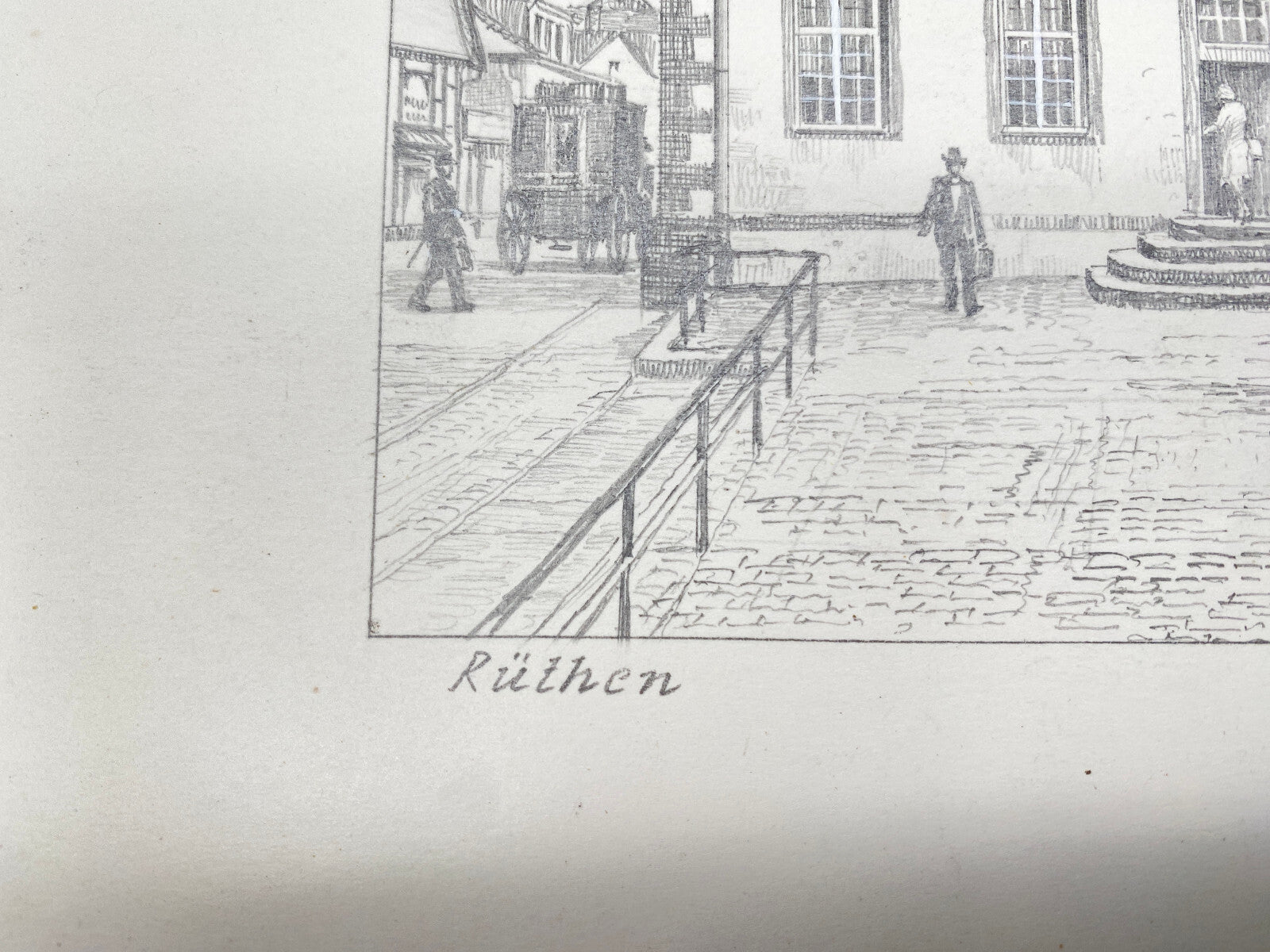 DEUTSCHER KÜNSTLER HEINZ WEHLISCH ZEICHNUNG RÜTHEN ALTES RATHAUS HANDSIGNIERT
