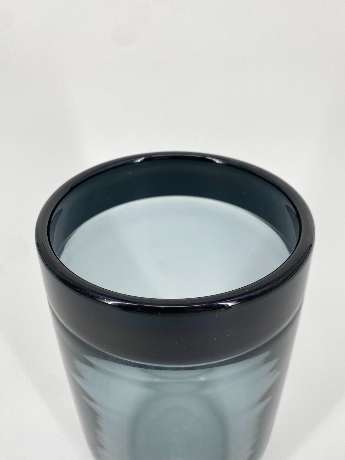* GLAS VASE MURANO GRAU SCHWARZ RAUCHGLAS DESIGN SIGNIERT ZT 20CM