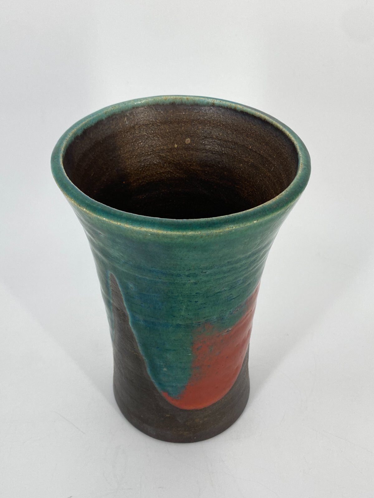 * STUDIOKERAMIK VASE TROMPETEN TRICHTER FORM VINTAGE KERAMIK