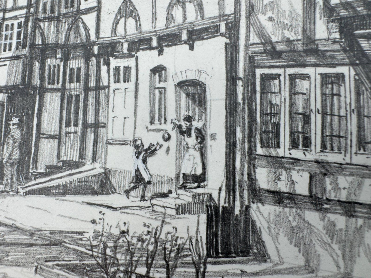 * HEINZ WEHLISCH ZEICHNUNG LEMGO AM KIRCHPLATZ ST NICOLAI ANSICHT