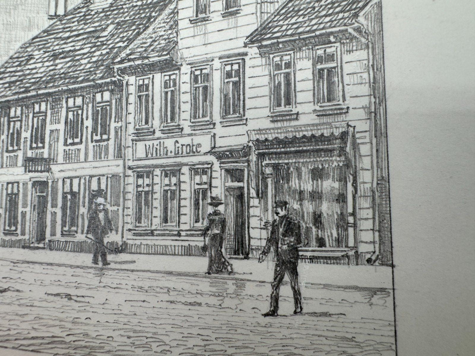 * HEINZ WEHLISCH ZEICHNUNG UELZEN VEERßER STR 1910 ANSICHT SIGNIERT