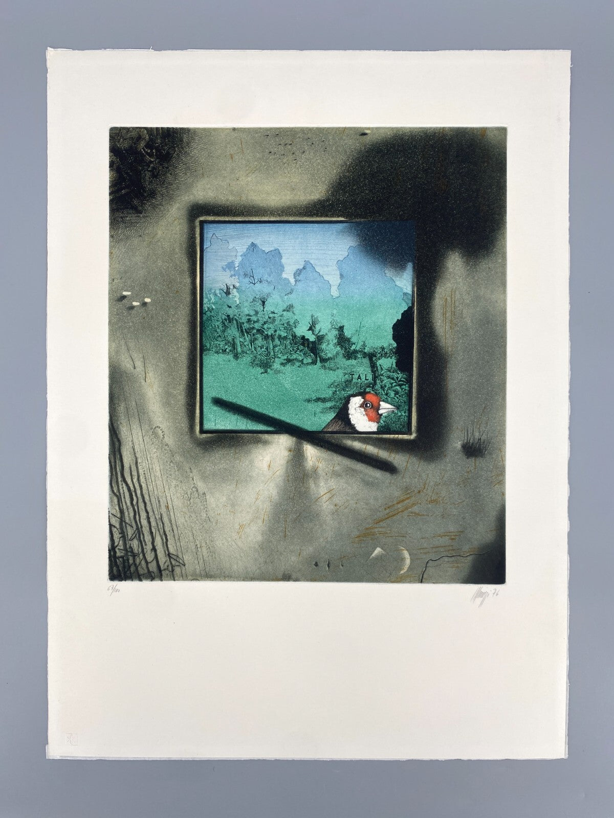 *KOLORIERTE RADIERUNG AQUATINTA MAURILIO MINUZZI SIGNIERT 67/100 1976 ORIGINAL