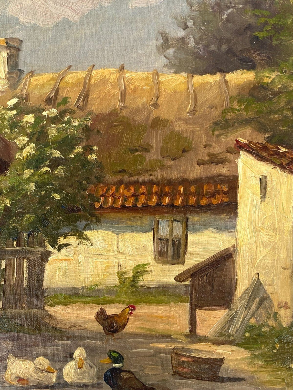 *ÖLGEMÄLDE EDMUND FISCHER BAUERNHOF HOFANSICHT DÖRFLICHES IDYLL