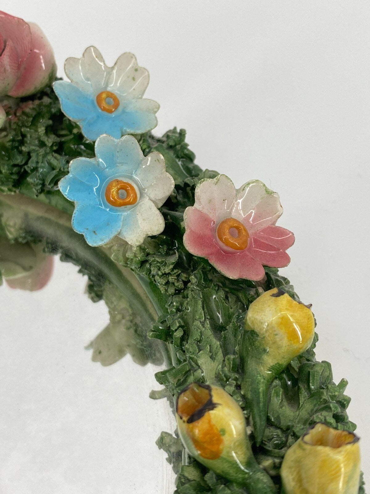 * KLEINER SPIEGEL OVAL PORZELLAN ROSEN BLÜTEN PRINZESSIN VINTAGE
