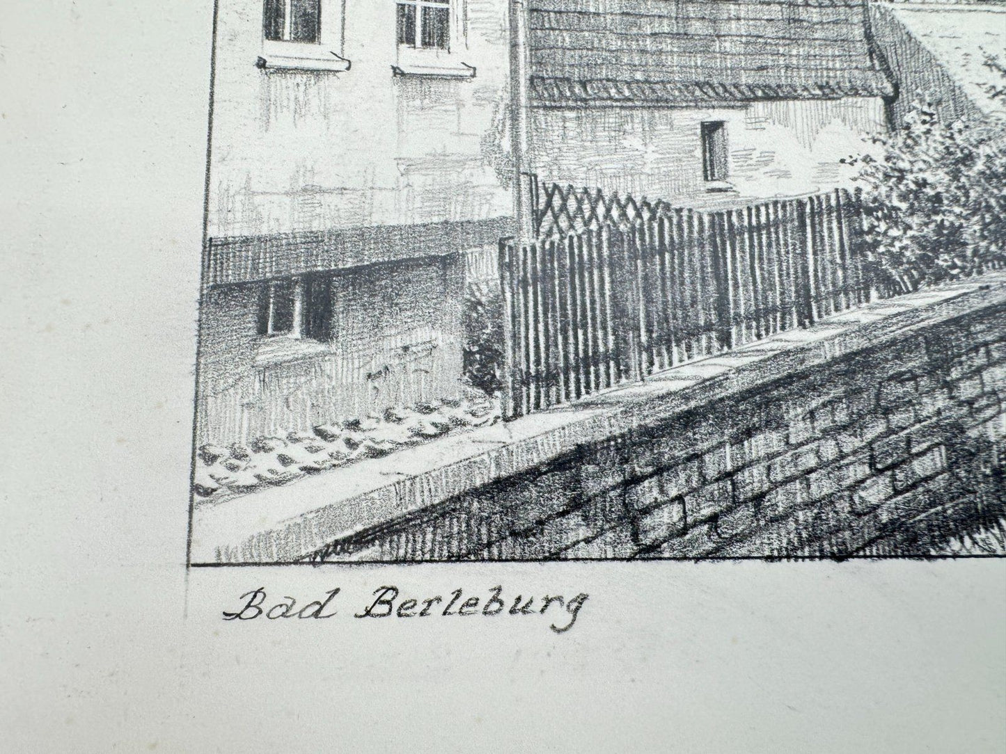 * HEINZ WEHLISCH ZEICHNUNG BAD BERLEBURG ANSICHT SIGNIERT