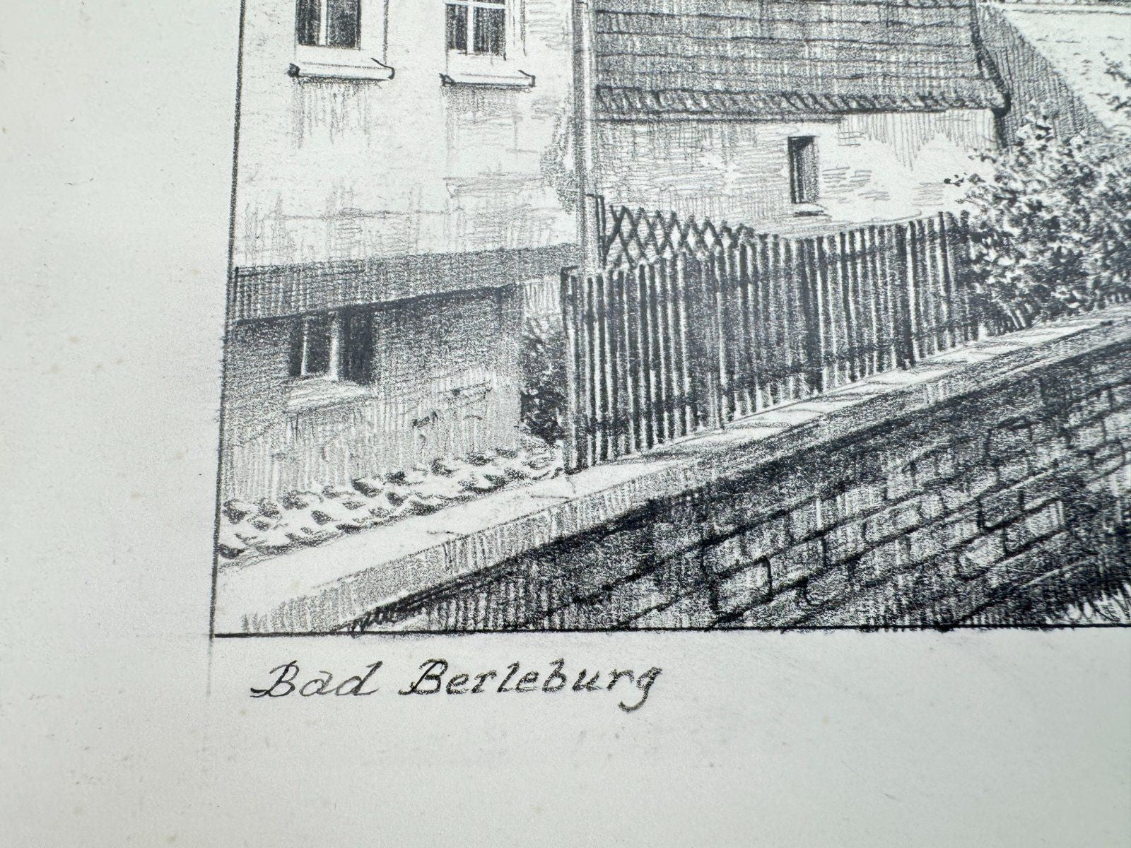 * HEINZ WEHLISCH ZEICHNUNG BAD BERLEBURG ANSICHT SIGNIERT