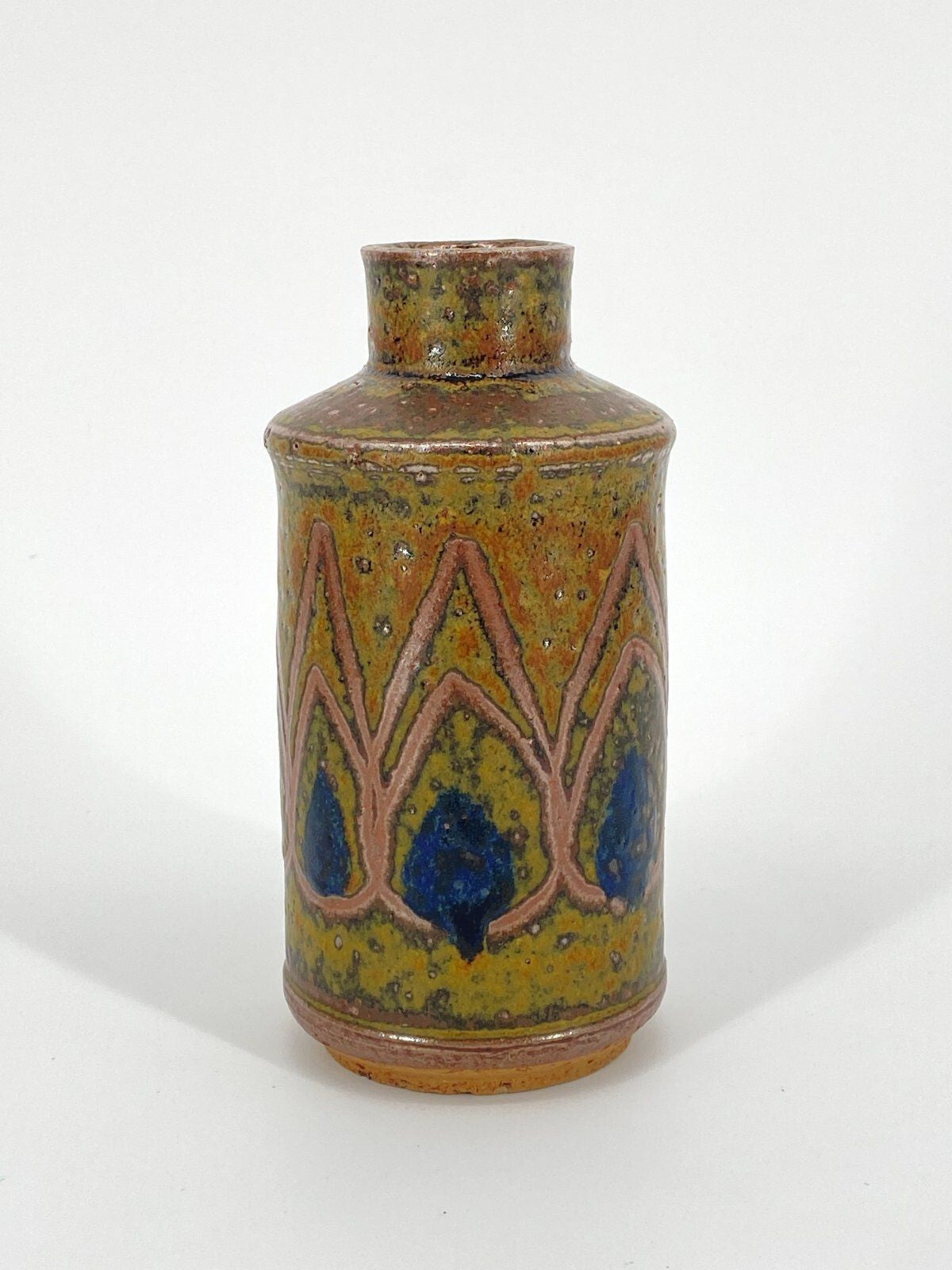 * STUDIOKERAMIK VASE METALLIC PFAUENFEDER DANISH DESIGN VINTAGE