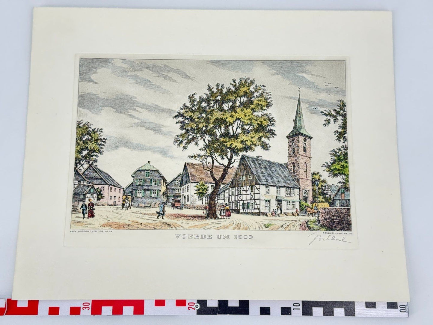 * HEINZ WEHLISCH RADIERUNG VOERDE UM 1900 ANSICHT SIGNIERT