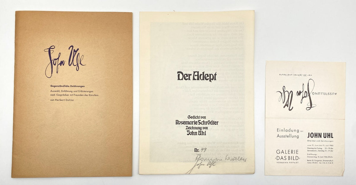 SAMMLUNG 5x KUNST KATALOG SIGNIERT WIDMUNG JOHN UHL ZEICHNUNGEN GEDICHTE 1970er