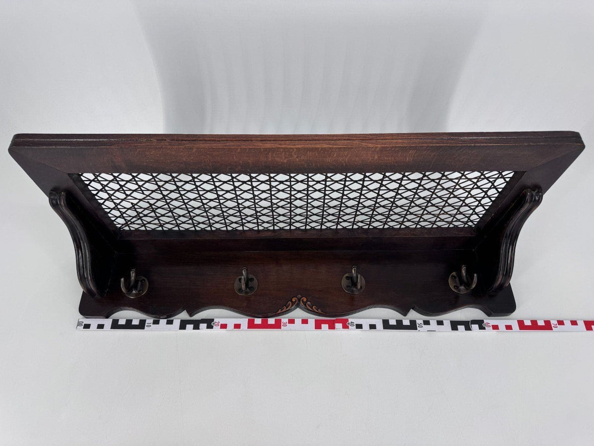 MID CENTURY WIENER GARDEROBE HUTABLAGE GEFLECHT CHIPPENDALE 50er