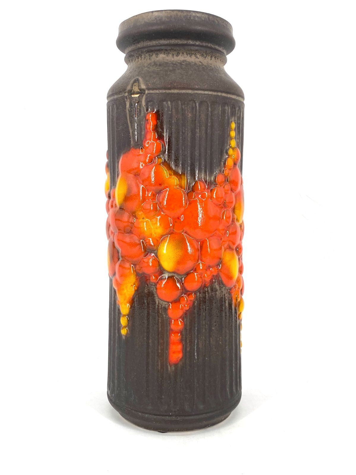 * FAT LAVA BODENVASE VASE POTTERY VULKAN 60er 70er ORANGE AUSTRIA