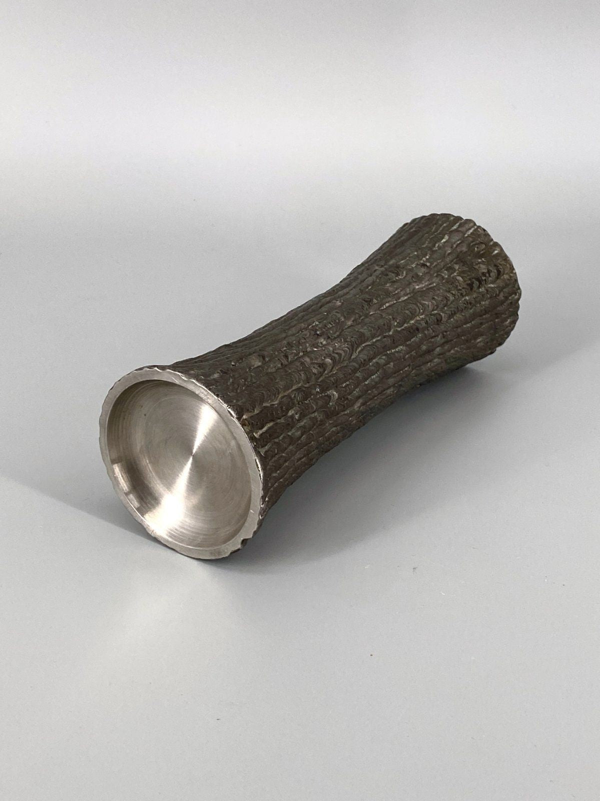 * VASE BRUTALISTISCH MASSIV STAHL STRUKTUR METALL RINDE 70er