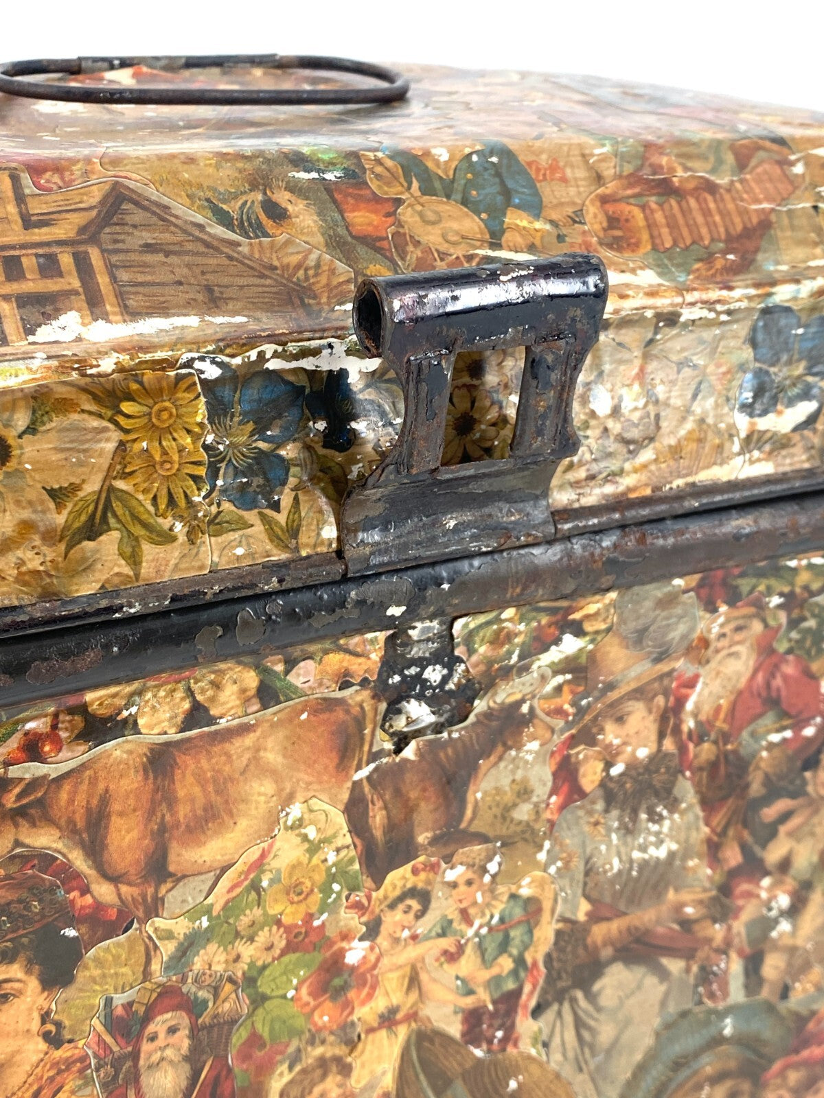 *METALL KISTE BOX BLECH ANTIK VINTAGE GROSS AUFBEWAHRUNG DECOUPAGE COLLAGE