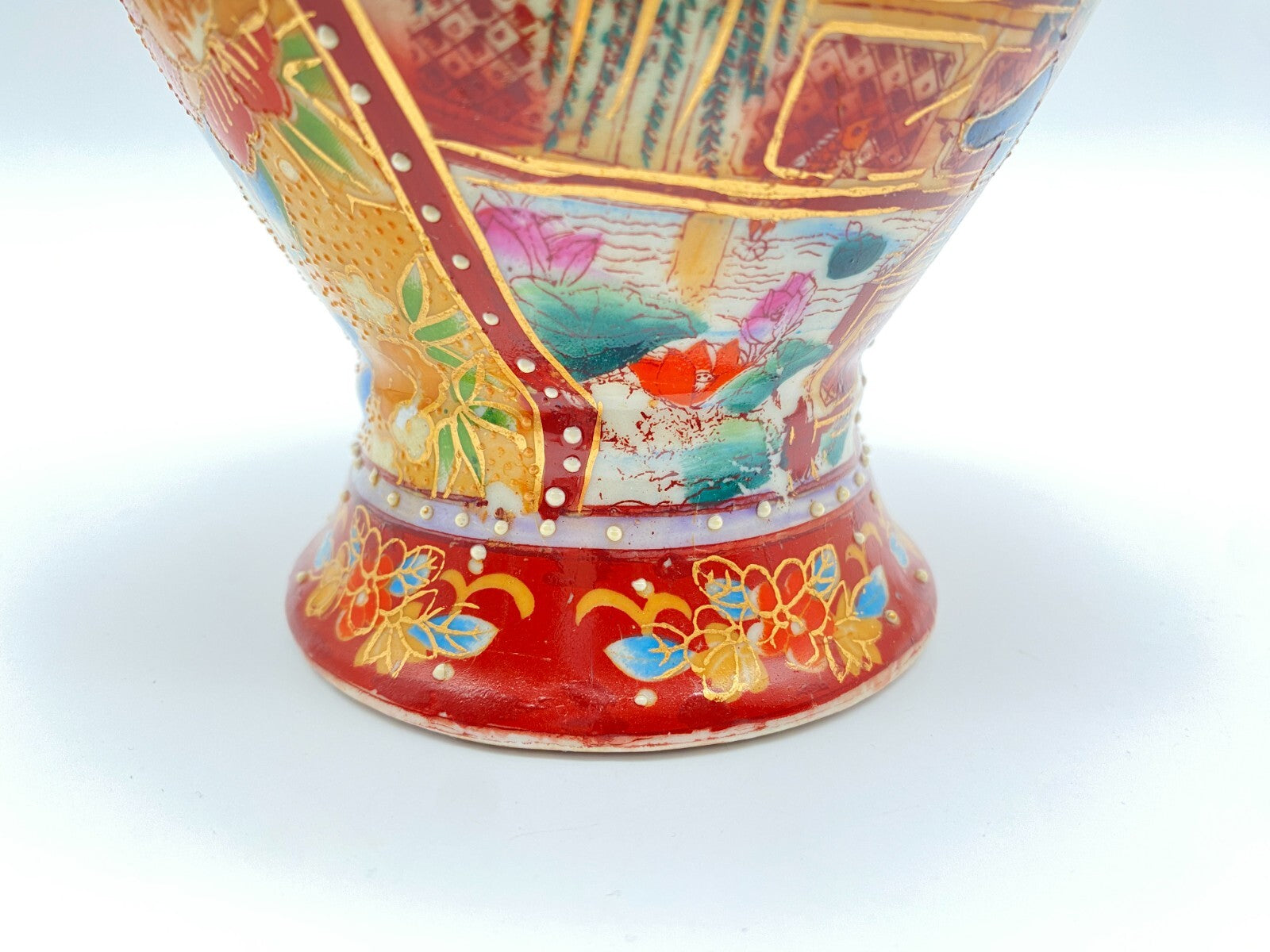 CHINESISCHE VASE PORZELLAN SINA CHINA MOTIV VINTAGE ALT GOLD MALEREI HANDGEMALT 