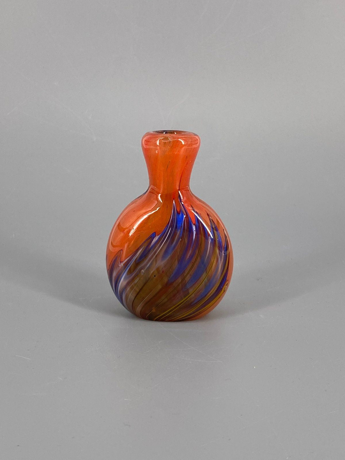 * KLEINE VASE MURANO GLAS ORANGE BLAU BUNT ITALIEN 10 CM MINI