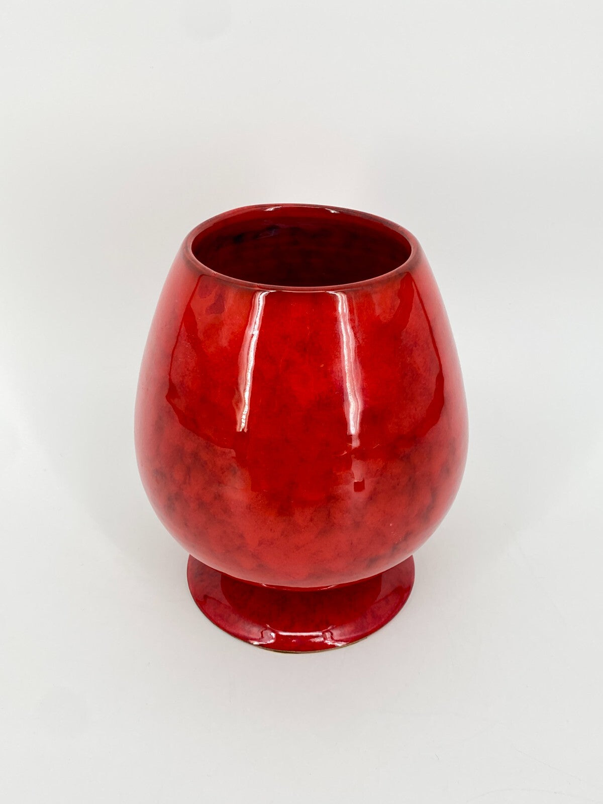 * KERAMIK VASE MIT FUß ROT MID CENTURY 60ER ITALIEN STUDIOKERAMIK