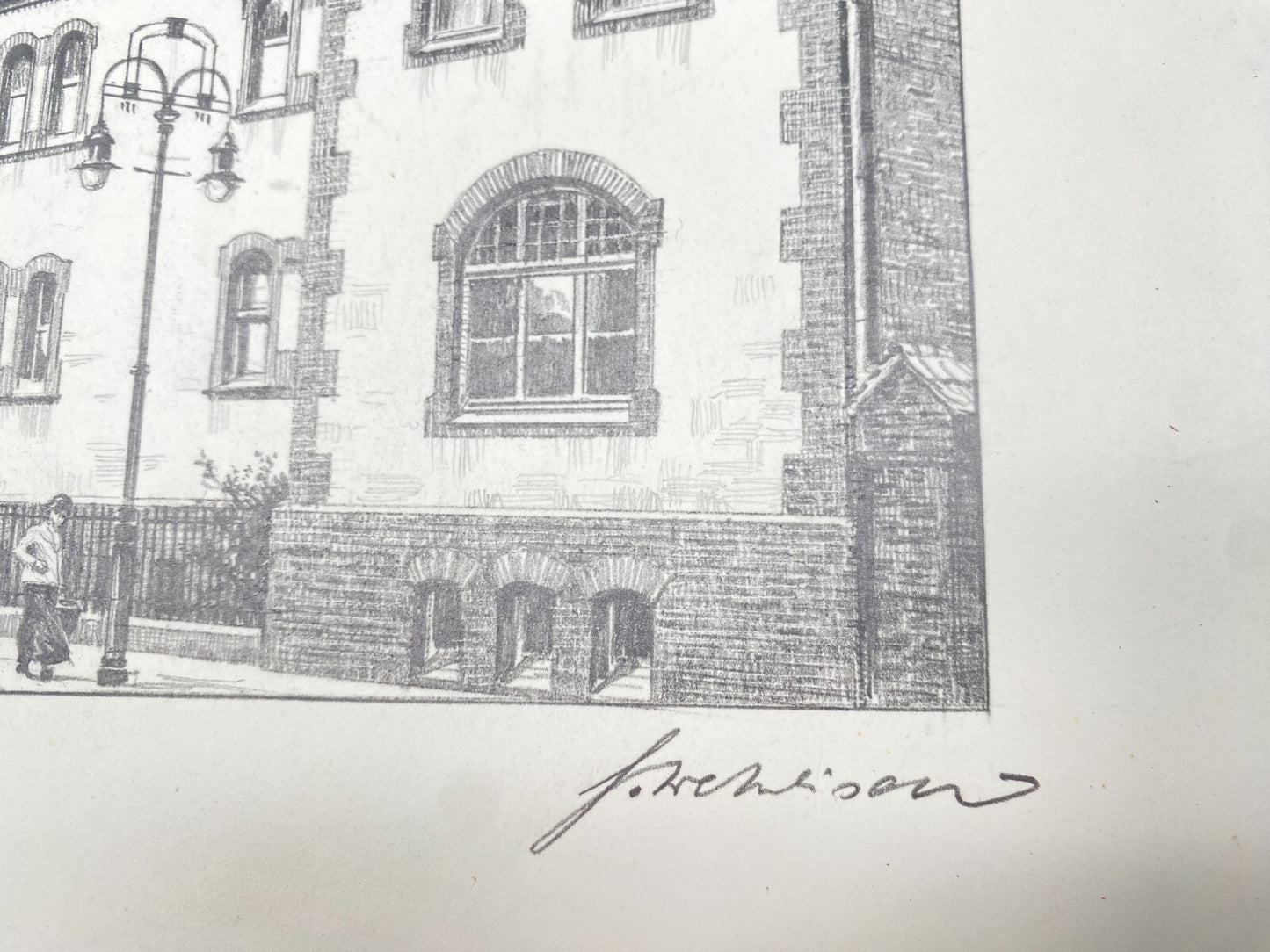 HEINZ WEHLISCH ZEICHNUNG GELSENKIRCHEN STÄDTISCHE BADEANSTALT 1915 HANDSIGNIERT