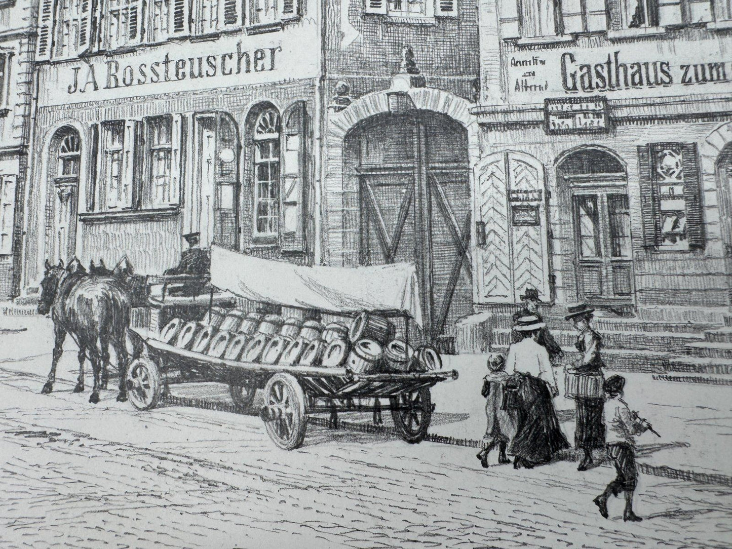 * HEINZ WEHLISCH ZEICHNUNG FÜRTH MARKT ANSICHT SIGNIERT