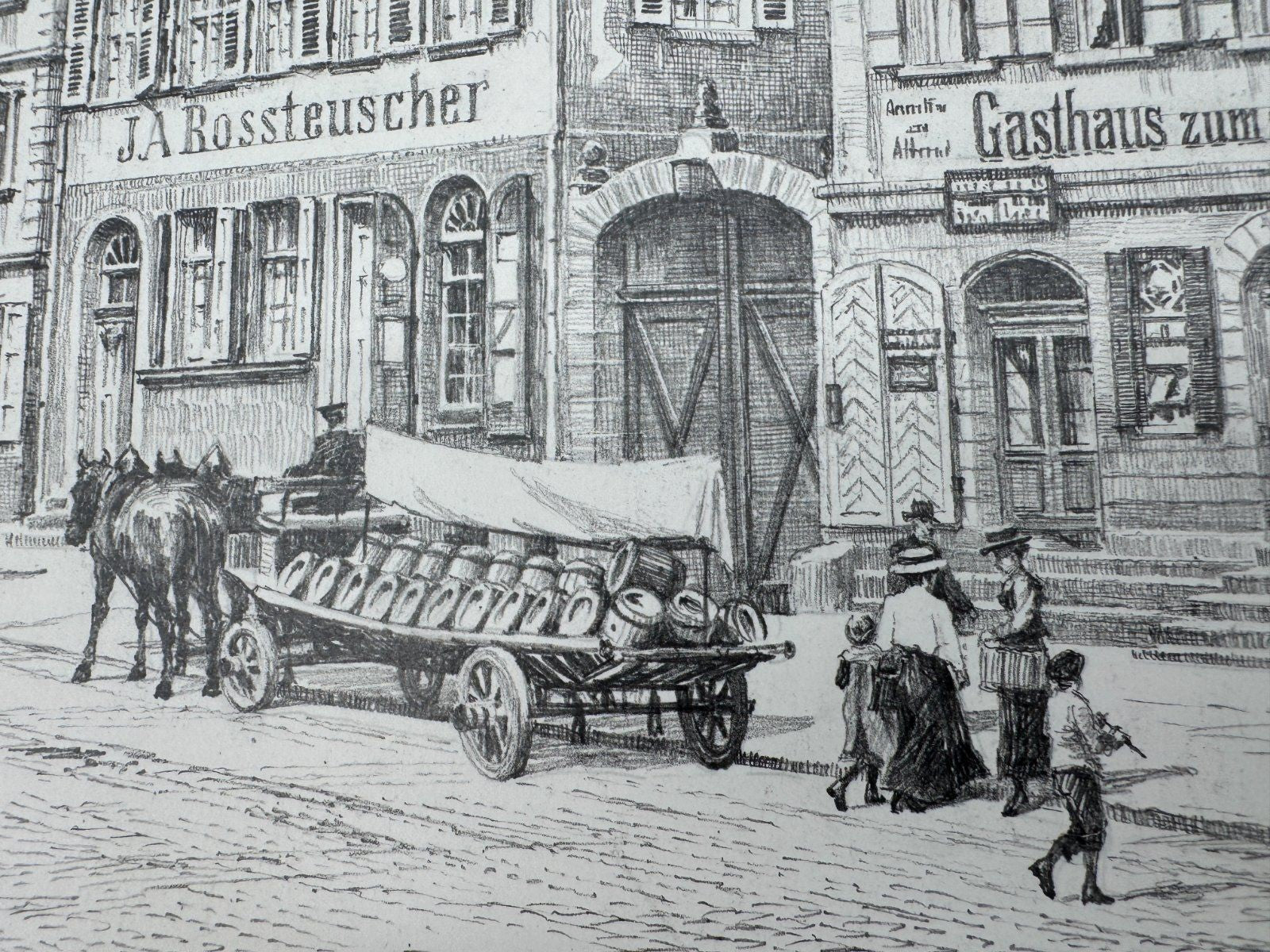 * HEINZ WEHLISCH ZEICHNUNG FÜRTH MARKT ANSICHT SIGNIERT