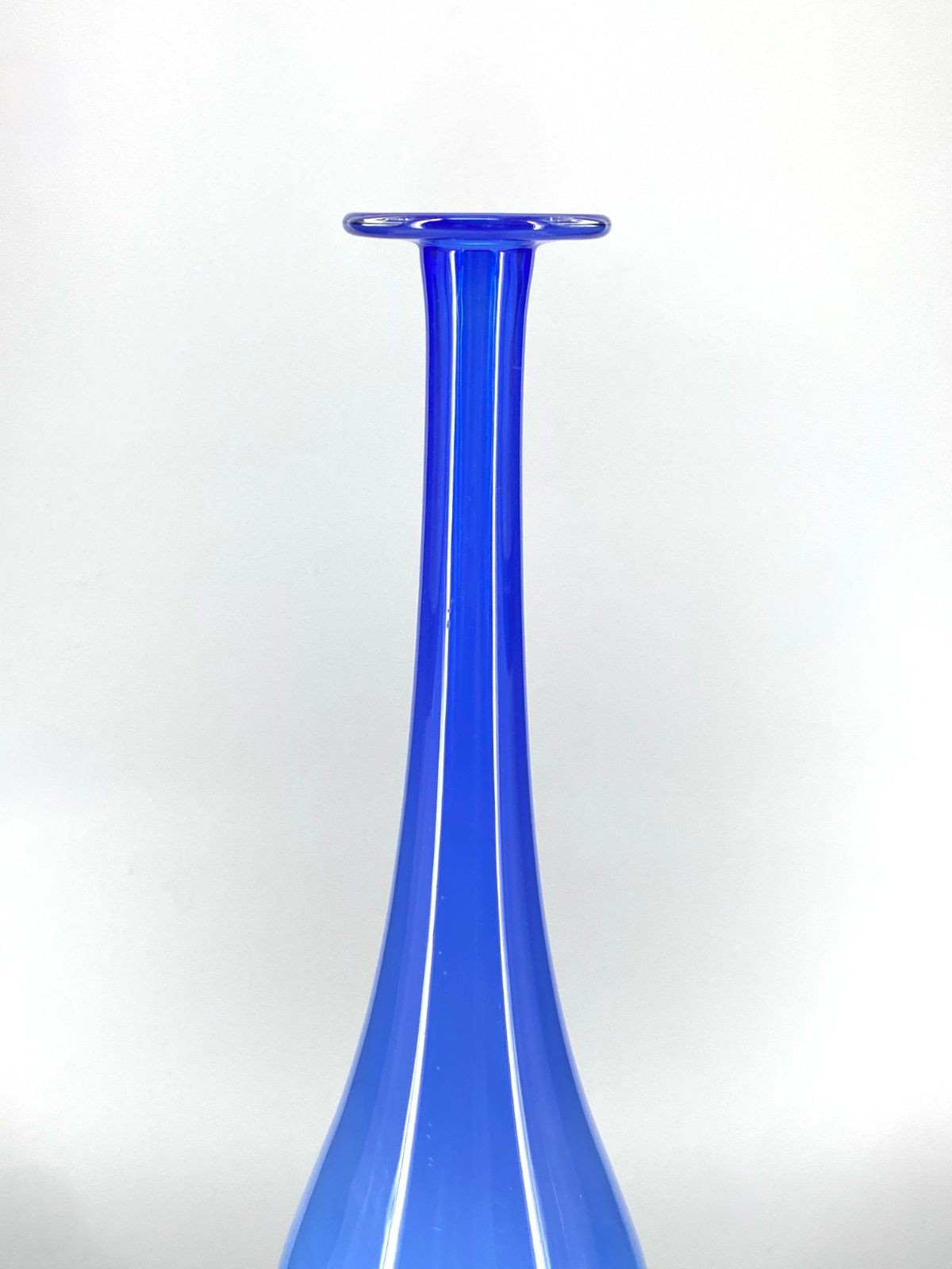 *GLASVASE MURANOGLAS VINTAGE LÄNGLICH 45CM AZURBLAU SPEKTAKULÄR
