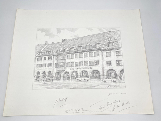 HEINZ WEHLISCH ZEICHNUNG KREISSPARKASSE FREUDENSTADT ARKADEN HANDSIGNIERT