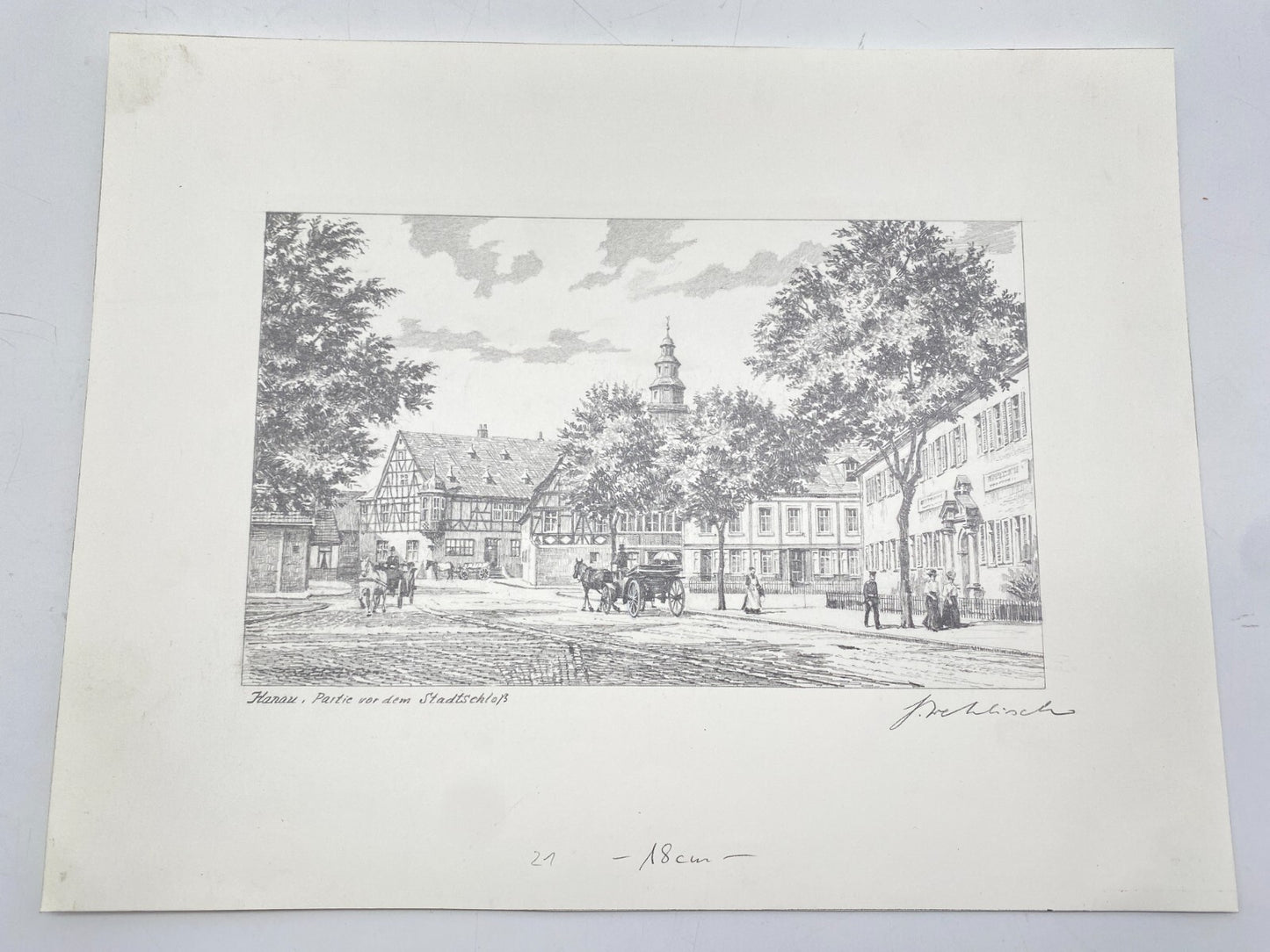 DEUTSCHER KÜNSTLER HEINZ WEHLISCH ZEICHNUNG HANAU STADSCHLOSS HANDSIGNIERT 1905