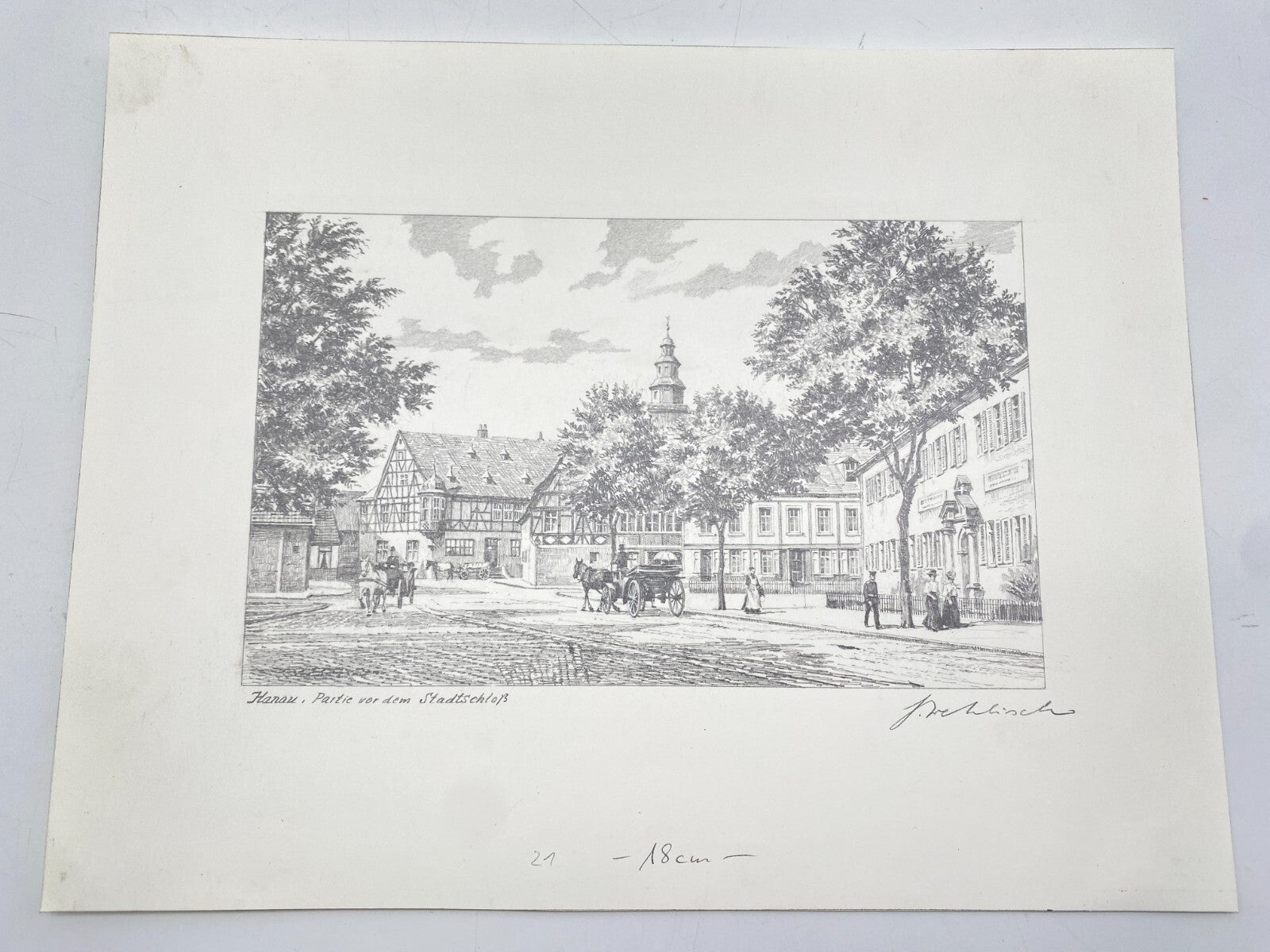 DEUTSCHER KÜNSTLER HEINZ WEHLISCH ZEICHNUNG HANAU STADSCHLOSS HANDSIGNIERT 1905