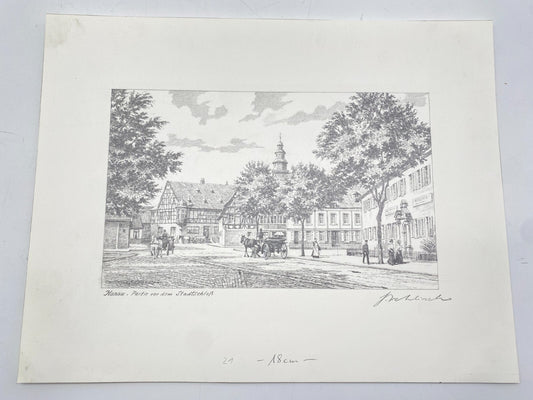 DEUTSCHER KÜNSTLER HEINZ WEHLISCH ZEICHNUNG HANAU STADSCHLOSS HANDSIGNIERT 1905