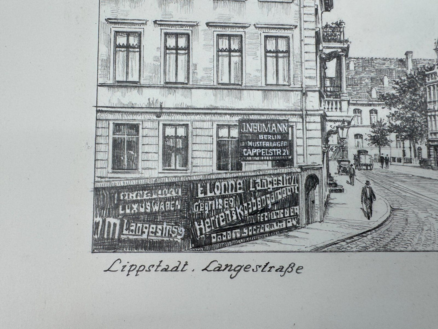 * HEINZ WEHLISCH ZEICHNUNG LIPPSTADT LANGESTRAßE ANSICHT SIGNIERT