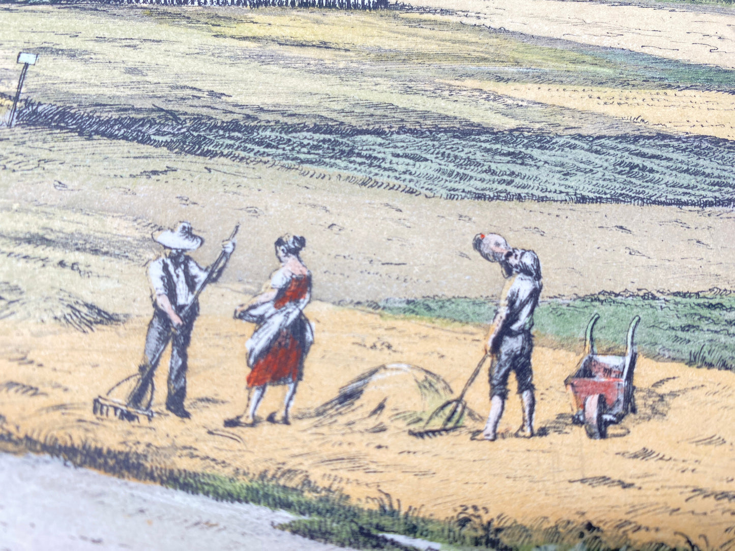 HEINZ WEHLISCH DEUTSCHER KÜNSTLER RADIERUNG DÜLKEN UM 1850 KOLORIERT SIGNIERT