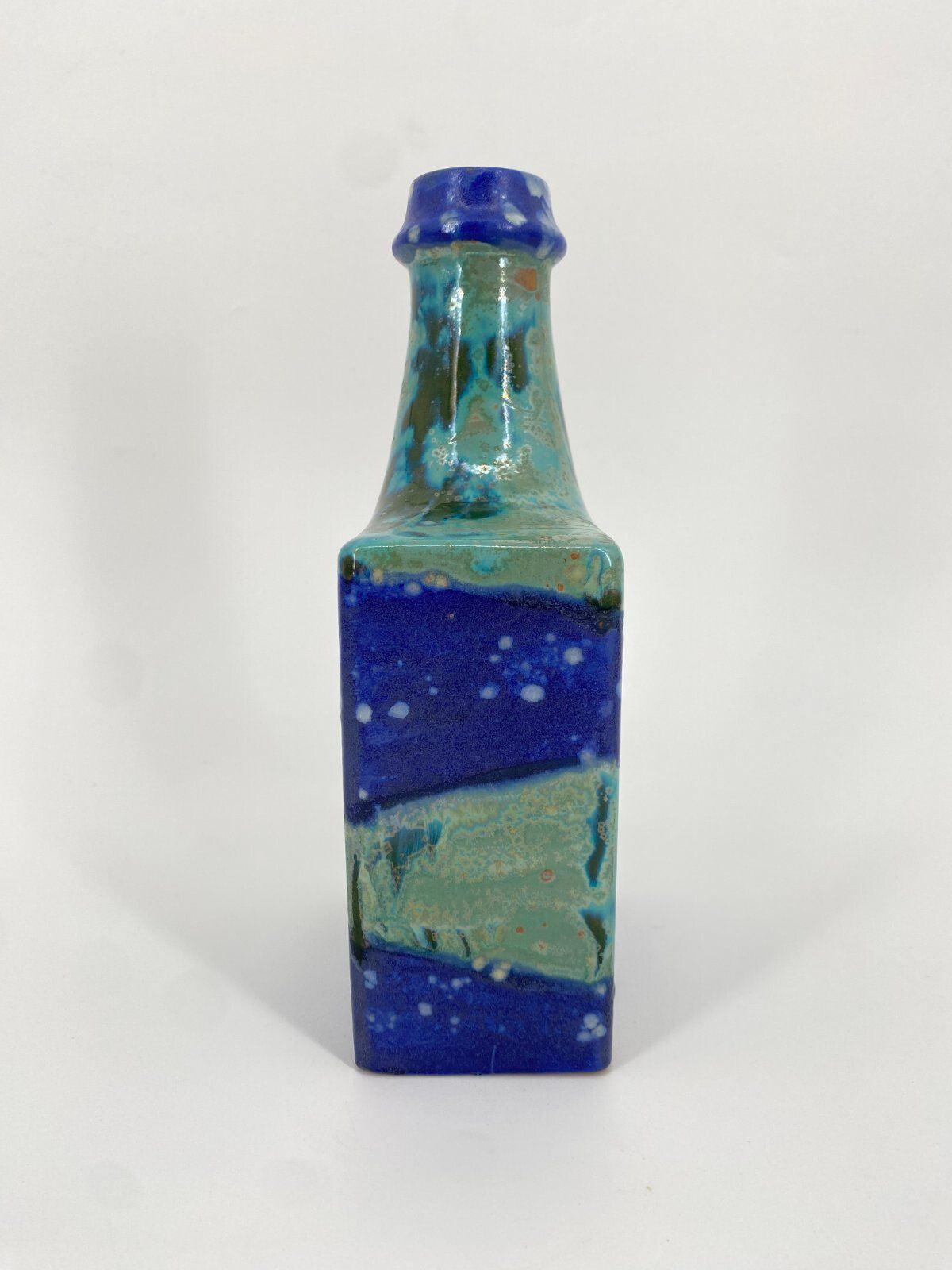 * STUDIOKERAMIK CARSTENS VASE 839/23 BLAU GRÜN ZINKKRISTALLE 70ER