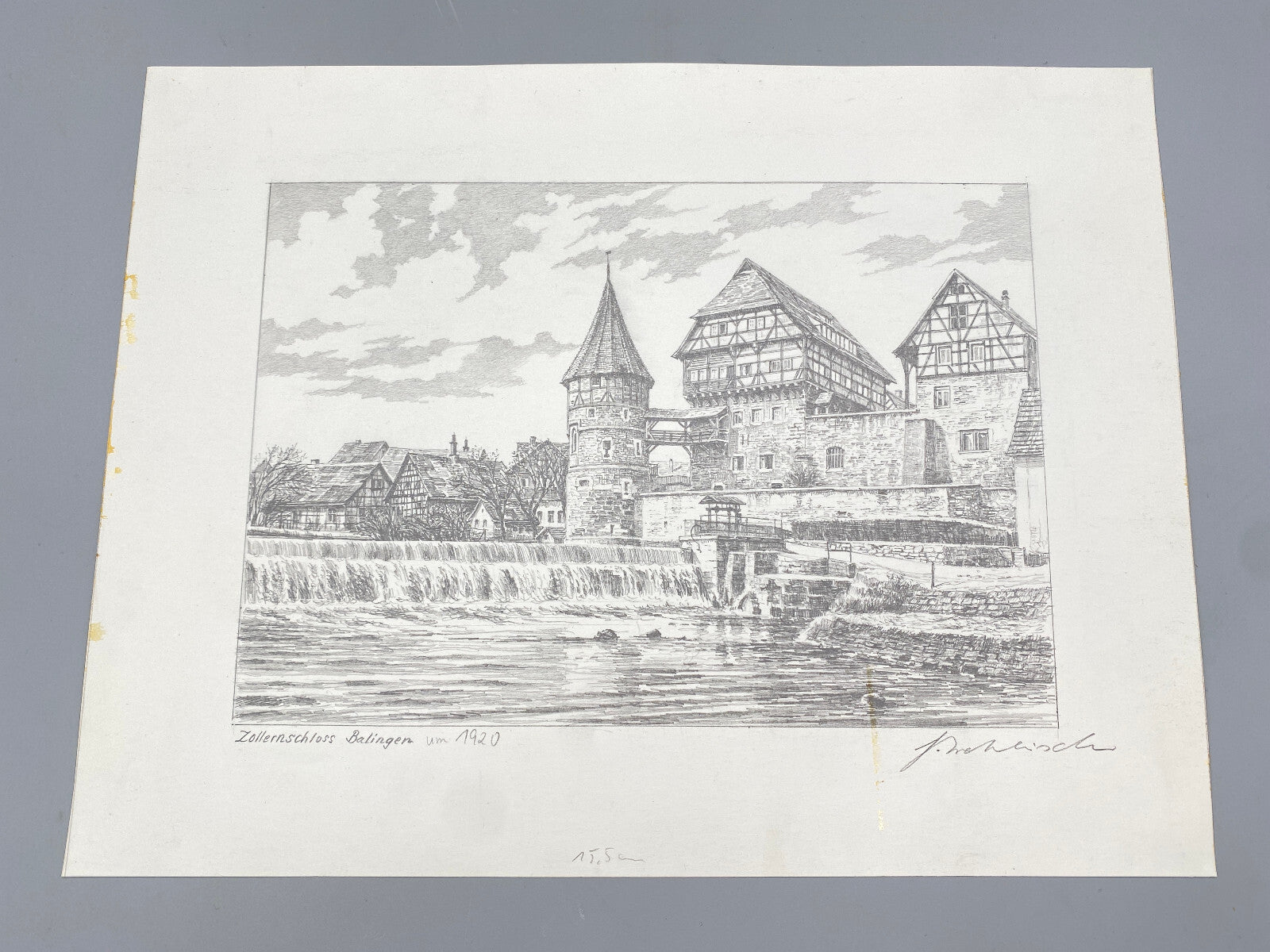 DEUTSCHER KÜNSTLER HEINZ WEHLISCH ZEICHNUNG ZOLLERNSCHLOSS BALINGEN UM 1920