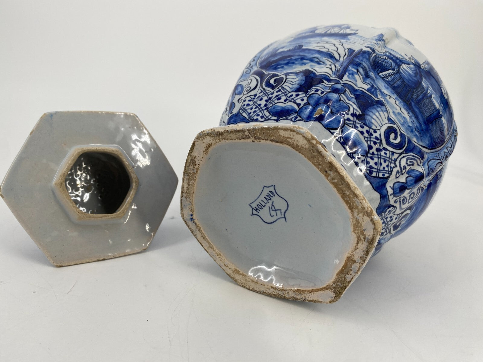 *TICHELAAR MAKKUM VASE DELFTER BLAU GROß STEINZEUG SCHIFFSDEKORATION DALMATINIER